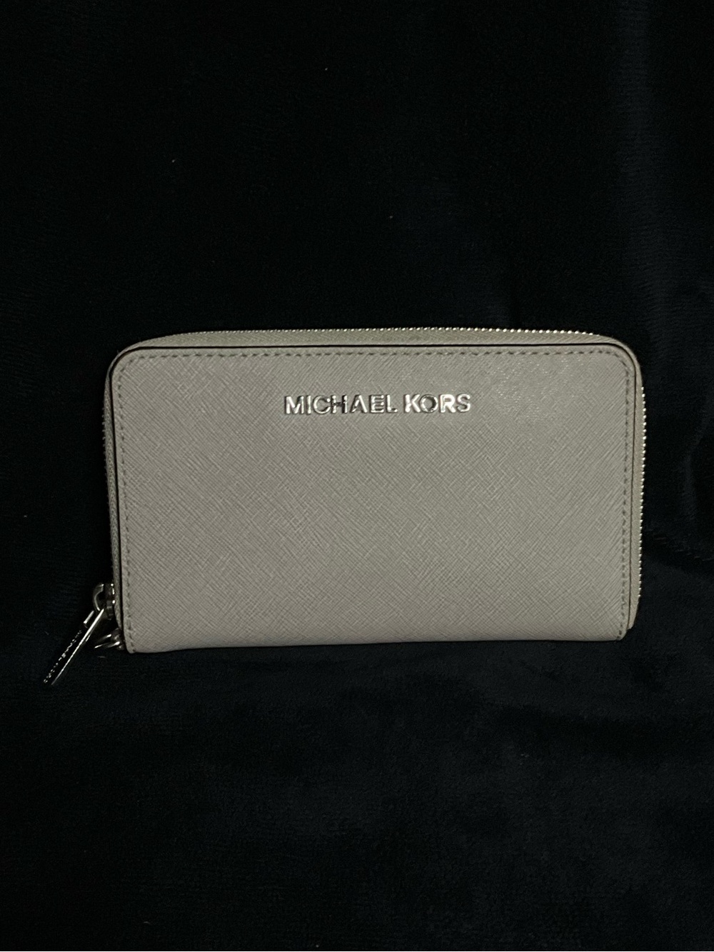 Michael Kors Gray Zip-Around Saffiano Wallet